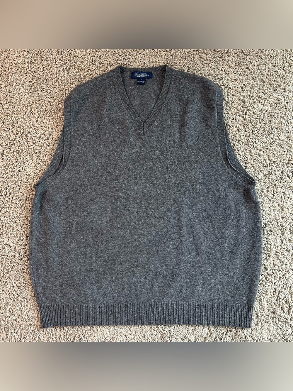 VTG 80s 90s Brooks Brothers Vest Mens XL Charcoal 100% LambsWool Sweater US Made
